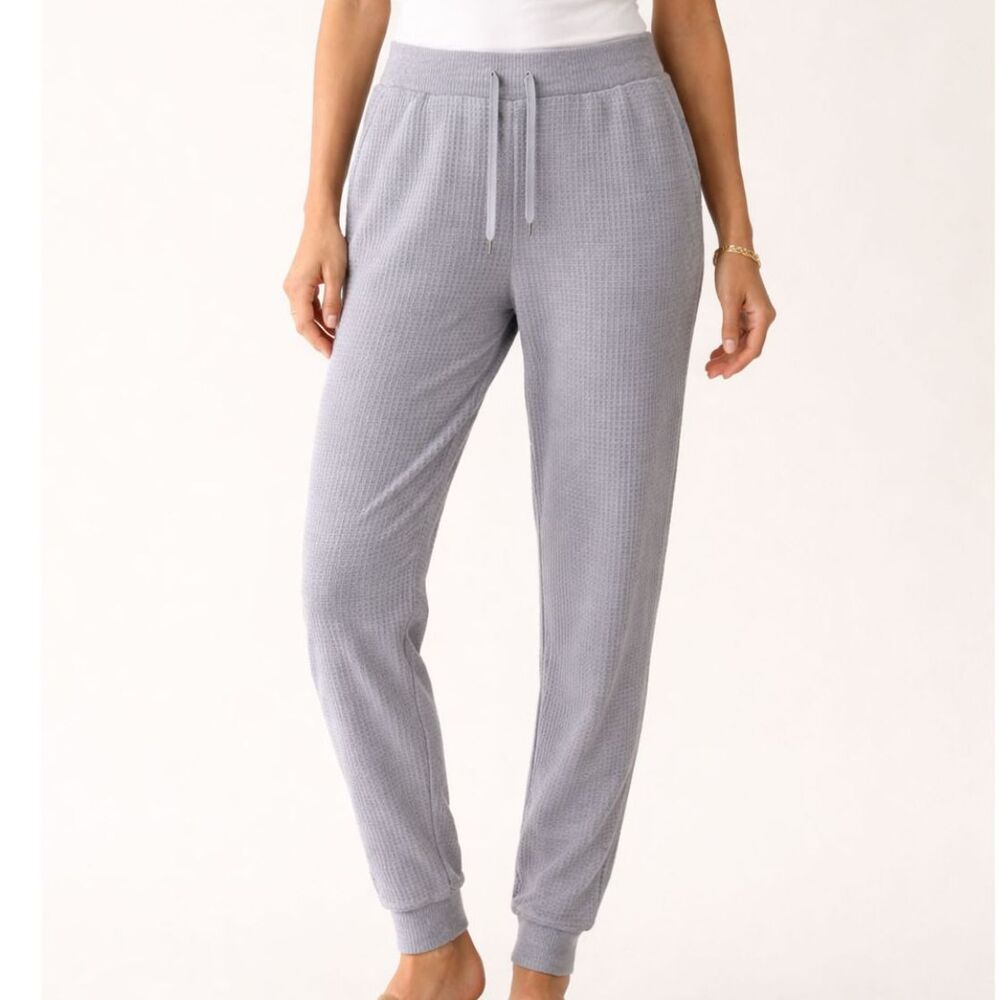 J.Crew Waffle Knit Jogger Pants Gray Drawstring Lounge Pants Size Medium